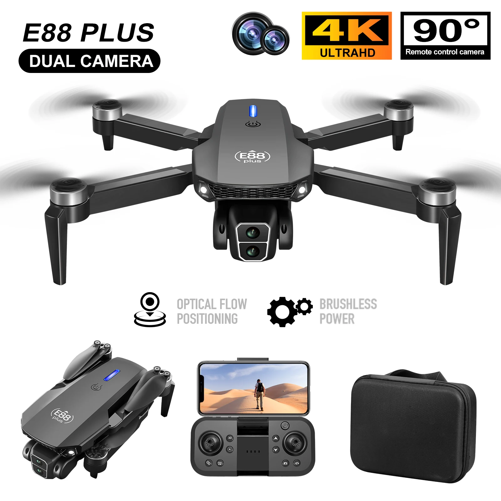 New E88 Plus Quadcopter Drone: - Drone Gimbal Brushless recensione e prezzo